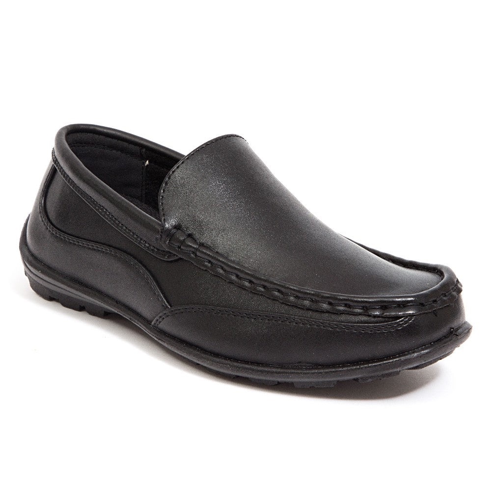 Deer Stags Black Dress Shoes with Moccasin Toe and Padded Collar - Picture 2 of 9